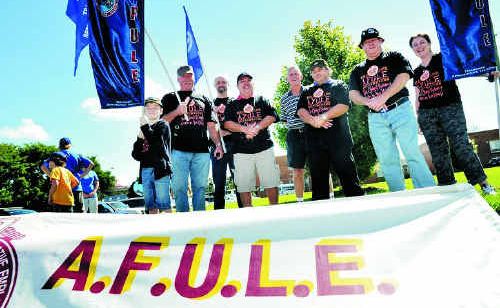 Jayden Ryan, Kev Voll, Craig Scott, Ben Levis, Kev Collins, John Manteit, Sam Brotherton and Charmane Ryan attend the Labour Day march. Jayden Ryan, Kev Voll, Craig Scott, Ben Levis, Kev Collins, John Manteit, Sam Brotherton and Charmane Ryan attend the Labour Day march.